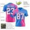 Custom Powder Blue White-Pink 3D Pattern Abstract Brush Stroke Authentic Football Jersey