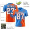 Custom Powder Blue White-Orange 3D Pattern Abstract Brush Stroke Authentic Football Jersey