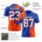 3DPattern8739-1 Custom Thunder Blue White-Orange 3D Pattern Abstract Brush Stroke Authentic Football Jersey