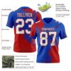 Custom Thunder Blue White-Red 3D Pattern Abstract Brush Stroke Authentic Football Jersey