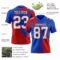 3DPattern8740-1 Custom Thunder Blue White-Red 3D Pattern Abstract Brush Stroke Authentic Football Jersey