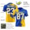 3DPattern8741-1 Custom Thunder Blue White-Yellow 3D Pattern Abstract Brush Stroke Authentic Football Jersey
