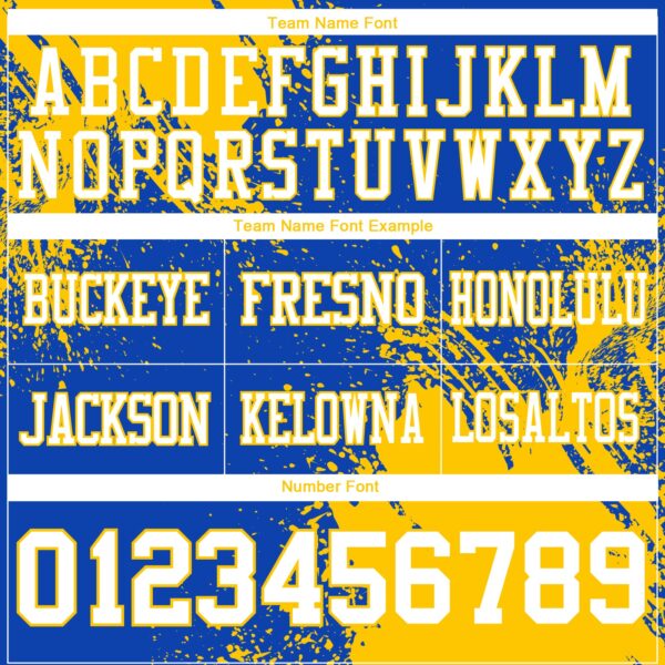 Custom Thunder Blue White-Yellow 3D Pattern Abstract Brush Stroke Authentic Football Jersey