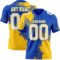 3DPattern8741 Custom Thunder Blue White-Yellow 3D Pattern Abstract Brush Stroke Authentic Football Jersey