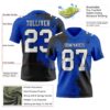 Custom Thunder Blue White-Black 3D Pattern Abstract Brush Stroke Authentic Football Jersey