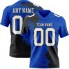 Custom Thunder Blue White-Black 3D Pattern Abstract Brush Stroke Authentic Football Jersey