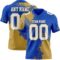 3DPattern8744 Custom Thunder Blue White-Old Gold 3D Pattern Abstract Brush Stroke Authentic Football Jersey
