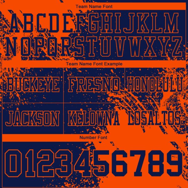 Custom Navy Orange 3D Pattern Abstract Brush Stroke Authentic Football Jersey