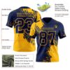 3DPattern8746-1 Custom Navy Gold 3D Pattern Abstract Brush Stroke Authentic Football Jersey