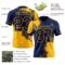 Custom Navy Gold 3D Pattern Abstract Brush Stroke Authentic Football Jersey