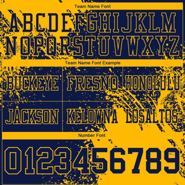 3DPattern8746-2 Custom Navy Gold 3D Pattern Abstract Brush Stroke Authentic Football Jersey
