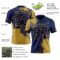 3DPattern8747-1 Custom Navy Old Gold 3D Pattern Abstract Brush Stroke Authentic Football Jersey