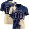 3DPattern8748 Custom Navy Cream 3D Pattern Abstract Brush Stroke Authentic Football Jersey