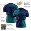 Custom Navy Teal 3D Pattern Abstract Brush Stroke Authentic Football Jersey