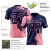 Custom Navy Medium Pink 3D Pattern Abstract Brush Stroke Authentic Football Jersey
