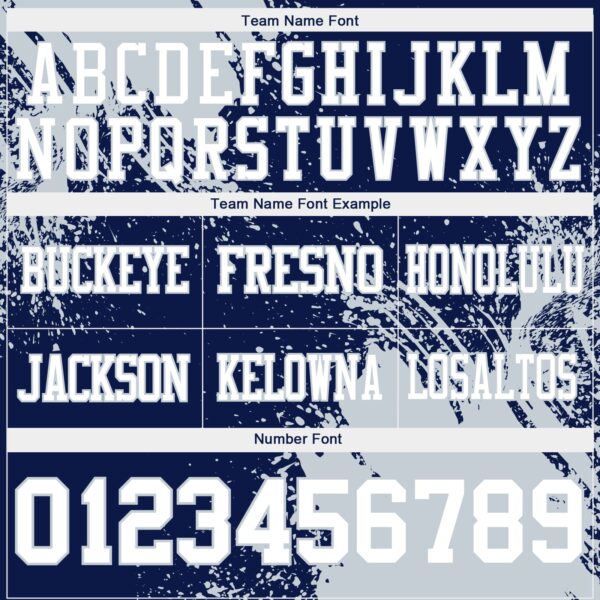 Custom Navy White-Silver 3D Pattern Abstract Brush Stroke Authentic Football Jersey