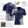 Custom Navy Gray 3D Pattern Abstract Brush Stroke Authentic Football Jersey