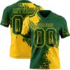 Custom Green Yellow 3D Pattern Abstract Brush Stroke Authentic Football Jersey
