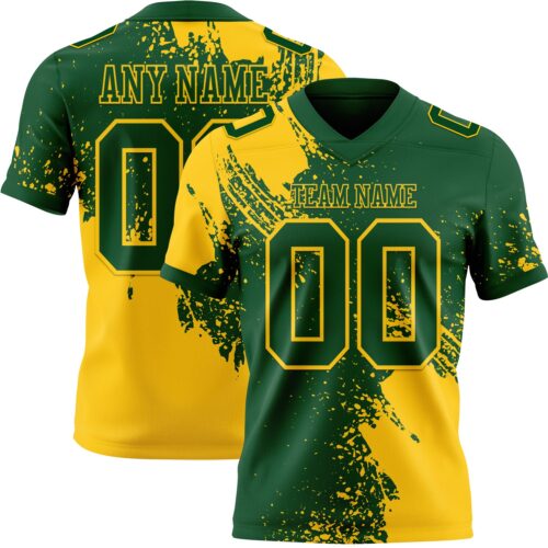 3DPattern8758 Custom Green Yellow 3D Pattern Abstract Brush Stroke Authentic Football Jersey
