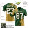 Custom Green White-Old Gold 3D Pattern Abstract Brush Stroke Authentic Football Jersey