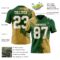 3DPattern8759-1 Custom Green White-Old Gold 3D Pattern Abstract Brush Stroke Authentic Football Jersey