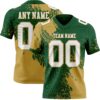 Custom Green White-Old Gold 3D Pattern Abstract Brush Stroke Authentic Football Jersey