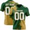 3DPattern8759 Custom Green White-Old Gold 3D Pattern Abstract Brush Stroke Authentic Football Jersey