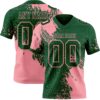 Custom Green Medium Pink 3D Pattern Abstract Brush Stroke Authentic Football Jersey