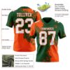 Custom Green White-Orange 3D Pattern Abstract Brush Stroke Authentic Football Jersey