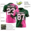 Custom Green White-Pink 3D Pattern Abstract Brush Stroke Authentic Football Jersey