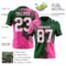 3DPattern8763-1 Custom Green White-Pink 3D Pattern Abstract Brush Stroke Authentic Football Jersey