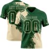 Custom Green Cream 3D Pattern Abstract Brush Stroke Authentic Football Jersey