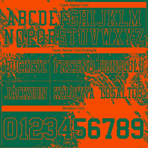 Custom Kelly Green Orange 3D Pattern Abstract Brush Stroke Authentic Football Jersey