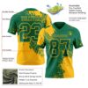 Custom Kelly Green Gold 3D Pattern Abstract Brush Stroke Authentic Football Jersey