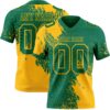 Custom Kelly Green Gold 3D Pattern Abstract Brush Stroke Authentic Football Jersey