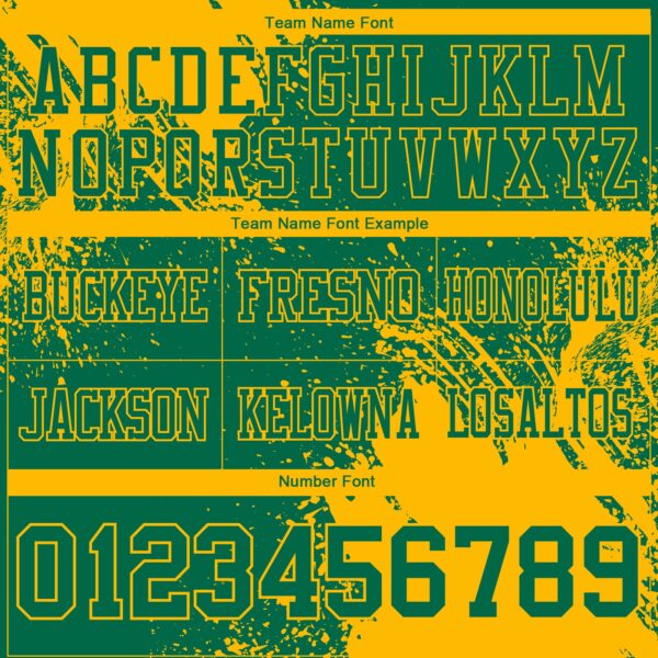 Custom Kelly Green Gold 3D Pattern Abstract Brush Stroke Authentic Football Jersey