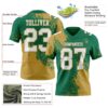 Custom Kelly Green White-Old Gold 3D Pattern Abstract Brush Stroke Authentic Football Jersey