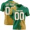 Custom Kelly Green White-Old Gold 3D Pattern Abstract Brush Stroke Authentic Football Jersey