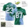 Custom Kelly Green White-Light Blue 3D Pattern Abstract Brush Stroke Authentic Football Jersey