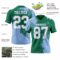 3DPattern8769-1 Custom Kelly Green White-Light Blue 3D Pattern Abstract Brush Stroke Authentic Football Jersey