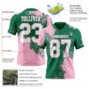Custom Kelly Green White-Light Pink 3D Pattern Abstract Brush Stroke Authentic Football Jersey
