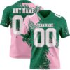 Custom Kelly Green White-Light Pink 3D Pattern Abstract Brush Stroke Authentic Football Jersey