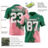 Custom Kelly Green White-Medium Pink 3D Pattern Abstract Brush Stroke Authentic Football Jersey
