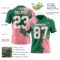 3DPattern8772-1 Custom Kelly Green White-Medium Pink 3D Pattern Abstract Brush Stroke Authentic Football Jersey