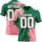 3DPattern8772 Custom Kelly Green White-Medium Pink 3D Pattern Abstract Brush Stroke Authentic Football Jersey