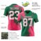 3DPattern8773-1 Custom Kelly Green White-Neon Pink 3D Pattern Abstract Brush Stroke Authentic Football Jersey