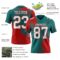 3DPattern8775-1 Custom Teal White-Red 3D Pattern Abstract Brush Stroke Authentic Football Jersey