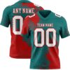 Custom Teal White-Red 3D Pattern Abstract Brush Stroke Authentic Football Jersey