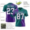 Custom Teal White-Purple 3D Pattern Abstract Brush Stroke Authentic Football Jersey