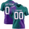 Custom Teal White-Purple 3D Pattern Abstract Brush Stroke Authentic Football Jersey